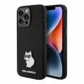 Karl Lagerfeld силиконовый чехол для iPhone 15 Pro Max, Liquid silicone NFT Choupette метал. значок, черный