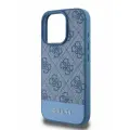 Guess для iPhone 16 Pro Max чехол PU 4G Bottom stripe Metal logo Hard Blue