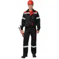 Костюм титан-Р: куртка короткая, полукомбинезон, черный с красным р. 64-66/182-188 / Костюм рабочий мужской / Костюм мужской
