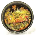 Тарелка фарфоровая, декоративная, диаметр 20 см. Палех Тройка