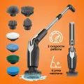 Электрическая щетка для уборки, скруббер для уборки, 4 угла наклона, 2 скорости, телескопическая ручка,10 сменных насадокЩетка-швабра