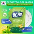 LION Жидкость для мытья посуды Chamgreen Зелёный чай, 1.15 л, 1.2 кг