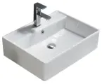 800-7295/ А121 Фигурный умывальник накладной прямоугольный (широкий борт) 590х450х150 MELANA