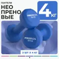 Гантели 4 кг 2 шт неопреновые PROIRON, набор для фитнеса, синие