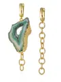 Серьги непарные 1/33 EDITION, агат, золотой, зеленый