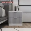 Тумба прикроватная для спальни Волна-1, напольная, дуб крафт белый/серый, 2 ящика