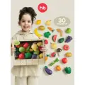 332010, Игрушечные овощи и фрукты Happy Baby FOOD&FUN, игровой набор еды, для детской кухни, 30 предметов