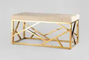 Банкетка-скамейка STOOL GROUP АРТ деко Вельвет бежевый/Сталь золото