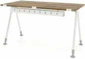 Компьютерный стол, Письменный стол Тандем (Тип 3) с пропусками для проводов и кабель-каналом 140x70x75 дуб галифакс олово/белый