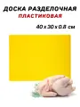 Доска разделочная пластиковая 40х30х0.8 см, цвет желтый, доска пластиковая профессиональная CGPro