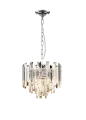 Люстра Cristallo хрустальная хром подвесная с прозрачными хрустальными подвесками на 4 ламп E14, регулировка по высоте