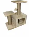 Когтеточка домик для кошек PetSmile, бежевый, 58x35x70.