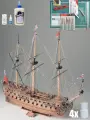 Сборная модель корабля от Corel (Италия), HMS Neptune, 560х615х295 мм, М.1:90, подарочный набор с инструментами, красками, лаком и клеями