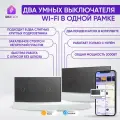 Умный выключатель Wi-Fi на 2 поста (1 кл + 2 кл), сенсорный, с нулем и без нуля в одной рамке, серый, умный дом