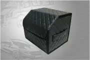 Органайзер в багажник для автомобиля, 35*30*30 см, рисунок сложный квадрат черный/ строчка черная.