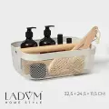 Корзинка универсальная LaDо m Половинки , прямоугольная, с ручкой, 32.5 24.5 11.5 см, белая