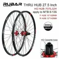 Комплект колес для горного велосипеда, высокопрочный алюминиевый сплав, TZ (F; 15X100/R; 12X142) красный, пара передних и задних, RUBAR 27.5 дюймов