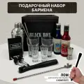 Подарочный набор Black Box Бармен / Подарок мужчине в деревянном ящике с ломом / Набор барный для приготовления коктейлей с шейкером / Мужской бокс