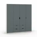 Шкаф четырехстворчатый с ящиками и штангой Есэндвич Grand 3 Лаворо 180х55х200 см (Анкор белый/Базальт)