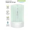 Душевая кабина Domani-Spa Delight Slim угловая 90х90 белая, высокий поддон, матовое закаленное стекло 4 мм, тропики душ