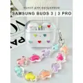 Чехол для наушников Samsung Galaxy Buds 3/3 Pro силиконовый Сердечки с брелком, прозрачный