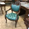 Классическое кресло с кожаной обивкой DOMKORLEONE, красное дерево (mahogany wood), цвет орех HP (коричневый)