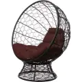 Кресло M-group кокос на подставке с ротангом чёрное, коричневая подушка