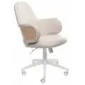 Кресло компьютерное на колёсиках Elan, офисный стул, для дома, бежевый цвет, белый, дизайнерское