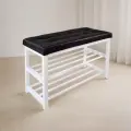 Банкетка для прихожей с мягким сиденьем и полками под обувь, нагрузка 200 кг