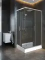 Душевой уголок Parly Quadro QZ71S N (70х100х195), Низкий поддон, Профиль хром, Стекло тонированное