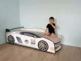Кровать-машина детская ламба белая с подъемным матрасом