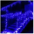 Новогодняя уличная гирлянда Бахрома занавес для дома 50 м, 5000 ламп, синий, белый провод, IP67, от сети