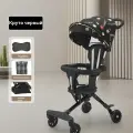 Тележка-коляска, для детей, прогулочная, складная, с ручным тормозом, черная