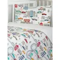 Постельное белье детское в кроватку для новорожденного бязь хлопок 100%. Простыня на резинке 60х120 см Машинки