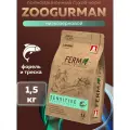 Корм сухой Зоогурман FERMA «SENSITIVE» полнорационный для взрослых кошек, Форель/Треска 1,5 кг.