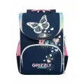 Ранец школьный GRIZZLY суперлегкий с анатомической спинкой, на ножках, с мешком для обуви, для девочки, RAm-584-6/4