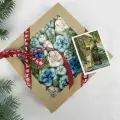 Зефирные цветы ручной работы на Новый год Тюльпаны с елкой в коробке 20*20 см