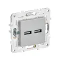 Механизм розетки IEK SKANDY USB A+A 3,1А SK-R15S серебряный SK-U21-D31-K23