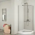 Душевое ограждение 90*90 см. Arena Pentagon 90 с распашной дверью, профиль и аксессуары хром (без поддона). Толщина стекла 8 мм.