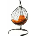 Кресло кокон W-GROUP Капля с ротангом, 98х186 см, до 120 кг коричневый/оранжевый