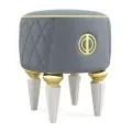 Пуфик Византия Круглый на Высоких ножках Велюр серый / ножки - слоновая кость Djivani