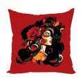 Подушка декоративная Испанка на красном 40х40 велюр