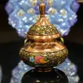 Сахарница Ташир Иран, ручная работа, диаметр 15см, 3 цвета, медь