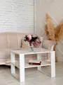 Журнальный стол Sitstep, ЛДСП, с полкой, минимализм, белый, 75х50х50 см