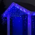 Гирлянда Бахрома 3 0.6 м, IP44, УМС, прозрачная нить, 160 LED, свечение синее, мерцание белым, 220 В