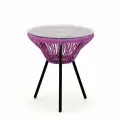 Кофейный стол KORNERA Акапулько, каркас черный, искусственный ротанг лиловый