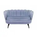 Прямой дизайнерский диван ракушка, Pearl double blue, синий велюр, черные ножки
