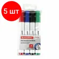 Комплект 5 шт, Маркеры стираемые для белой доски набор 4 цвета, BRAUBERG CLASSIC, 3 мм, с клипом, 152117