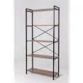 Стеллаж GARNELLE 195x90x36, на металлокаркасе, 5 полок, 2 варианта крепления полок, цвет - коричневый