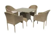 Набор мебели Софи арт. GS061/GS062 серо-бежевый, бежевый (1 стол+4 стула, ротанг серо-бежевый) Garden story